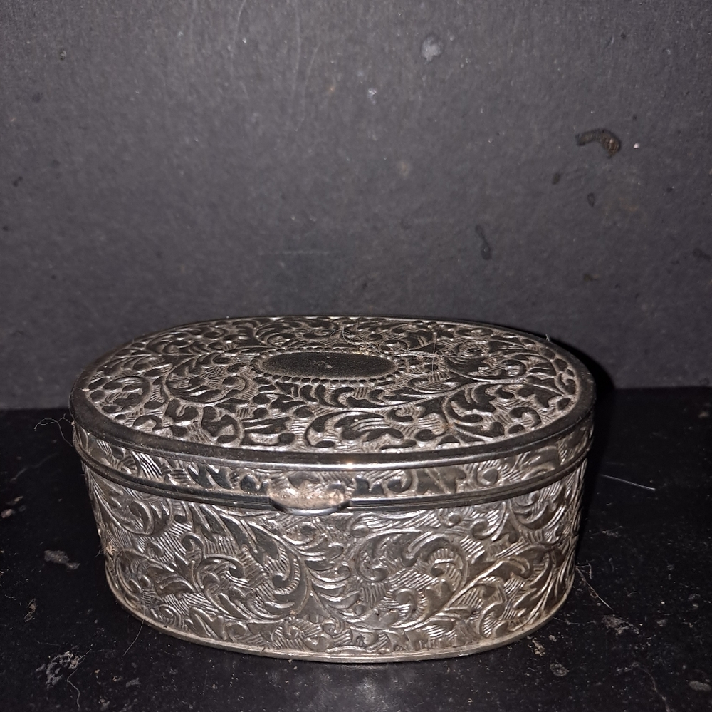 Silver Box, Jewelry Box, Dresser Top Box, Ring Box, Ornate Trinket Box, Keepsake